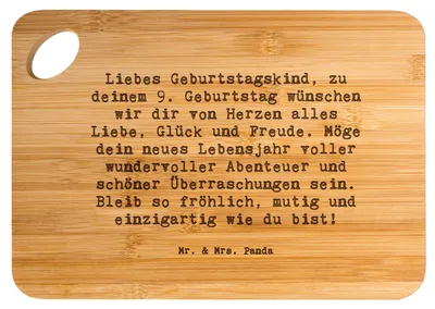 Produktbild von Mr. & Mrs. Panda Frühstücksbrettchen Spruch 9. Geburtstag Glück - Transparent - Geschenk, Alter, Happy Birthday, Geburtstagsfeier, Kindergeburtstag, neues Lebensjahr