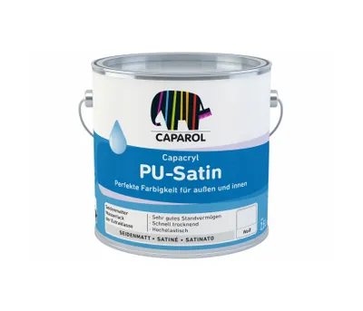 A white metal can of paint with a blue label.