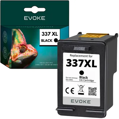 Image de Cartouche d'encre Evoke, compatible avec l'imprimante HP 337 C9364EE, noire, 15 ml, compatible avec les modèles Photosmart 2575, 8050, 8750, C4150, C4180 et D5145