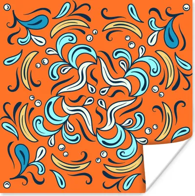 Produktbild von MuchoWow® Poster Blütenblätter - Blau - Gelb - Weiß 100x100 cm - Babyzimmer