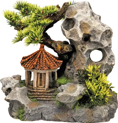 Immagine prodotto di Aqua Ornamenti "TEMPLO SU RIPIDA" con piante 19 x 13 x 17,2 cm