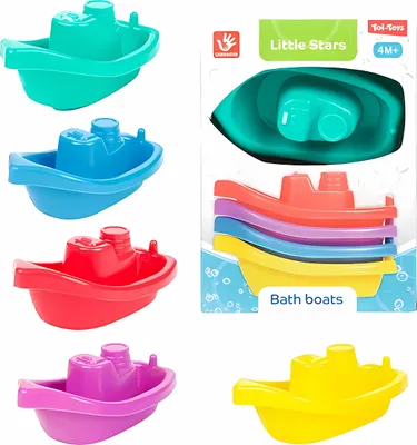 Produktbild von 5X Baby BADEBOOT Set Bunt stapelbar Badewannenspielzeug Spielzeug Schwimmend Babyboot Wanne 63