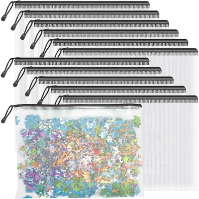Immagine prodotto di Custodie per documenti A4 in rete, con cerniera, colore nero, confezione da 12 pezzi