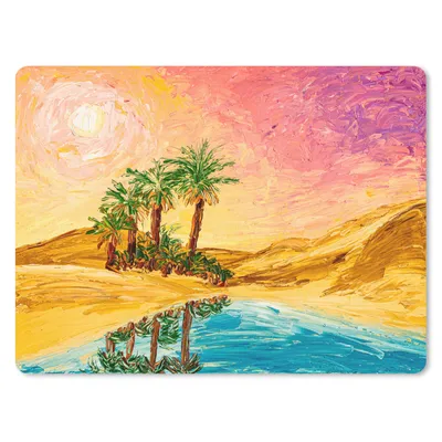 Produktbild von MuchoWow® Mauspad Mousepad Gemälde - Öl - Palme - Natur - Wasser 23x19 cm - Mousepads - Maus Mat - Pad - Mausunterlage - Schreibtischunterlage - Mauspad