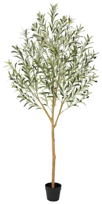 Künstlicher Olivenbaum 1,8 m, echter Holzstamm, Seidenblätter, Wohnzimmer-Deko
