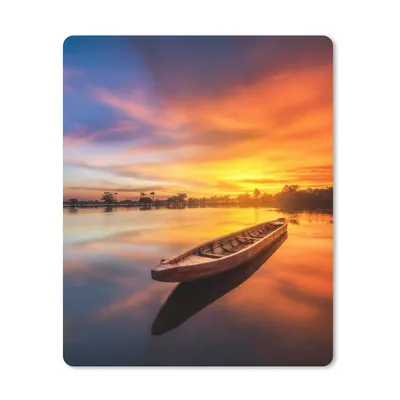 Produktbild von MuchoWow® Mauspad Mousepad Boot - Wasser - Sonnenuntergang - Orange - Wasser 30x40 cm - Mousepads - Maus Mat - Pad - Mausunterlage - Mausmatten