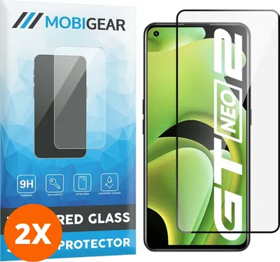 Produktbild von Mobigear Premium 4.99 Realme GT Neo2 Panzerglas Gehärtetes Glas Displayschutz - Hüllenfreundlich - Schwarz (2er Pack)