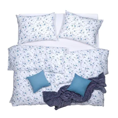 Produktbild von SCANquilt povlečení KREP kvítka modrofialová 100% bavlna 140 x 200/70 x 90 cm