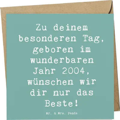 Produktbild von Mr. & Mrs. Panda Deluxe Karte Spruch 2004 Geburtstag - Meeresbrise - Geschenk, personalisiertes, Happy Birthday, Klappkarte, faltkarte, Glückwunschkarte, doppelkarte