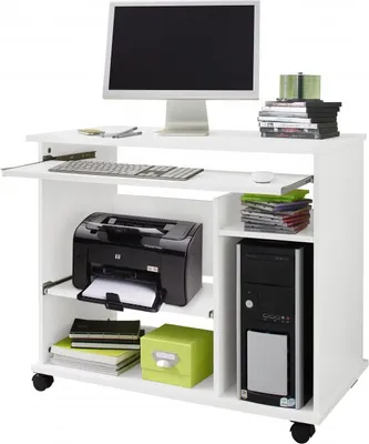 Produktbild von Computertisch Schreibtisch PC-Tisch auf Rollen weiß weiß
