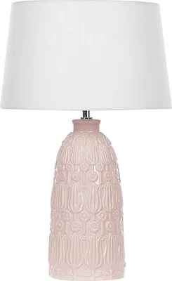 Obrázok produktu pre BELIANI Stolná lampa ružová keramická biele látkové tienidlo ozdobný podstavec boho rustikálny dizajn