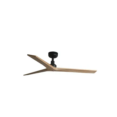 Image de Ventilateur de plafond à basse consommation avec télécommande Klim M Noir / Chêne 125 cm