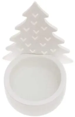 Produktbild von Teelichthalter Tannenbaum, Keramik, weiß