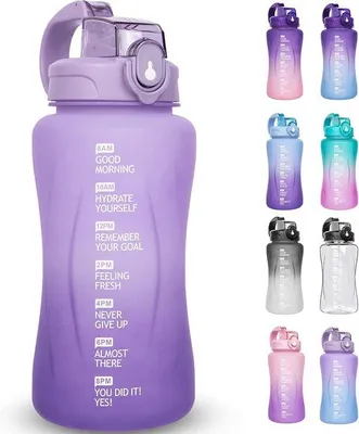Image de Bouteille de sport de 2 litres en plastique sans BPA, avec paille et chronomètre motivant, idéale pour le jogging, le yoga et le camping