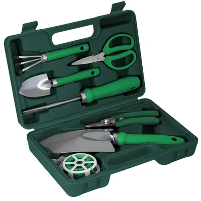 Produktbild von Gartenwerkzeug Set 7tlg Koffer Gartengeräte Schere Kelle Harke