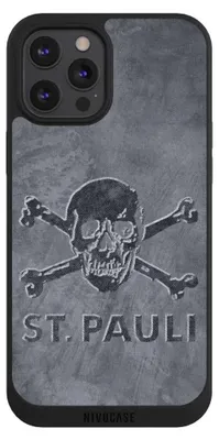 Produktbild von NIVOCASE Handyhülle für Apple iPhone 12 Pro Max  Hülle NIVOpure Case Schwarz Beton FC St. Pauli Logo