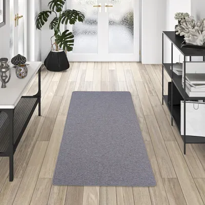Produktbild von Läufer Teppich Schlingen Teppich Alma Grau Meliert, Größe:100x400 cm