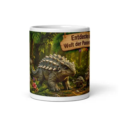 Produktbild von Dino Tasse Panzerdinos 330 ml – Keramiktasse mit Dinosaurier-Motiv, Geschenk für Dino-Fans