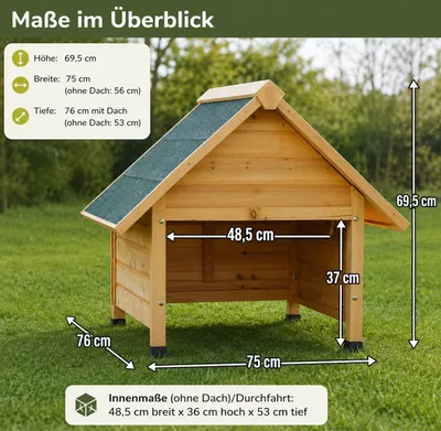 Produktbild von Garage für Mähroboter, Massivholz, spitzdach