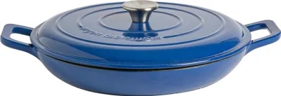 Produktbild von Argon Ta Gusseisen Shallow Casserole Dish - Enameled Dutch Oven - Selbst Basting Deckel - Hebt zu Backofen - 30 cm - Mitternachtsblau