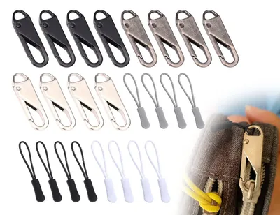 Reißverschluss-Schieber Reparaturset, 24 Stück, Metall & Nylon, 3 Farben