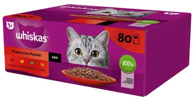 Produktbild von WHISKAS Beutel Sauce Geflügel / Lamm / Rind / Huhn - nassfutter für Katzen - 80x85g