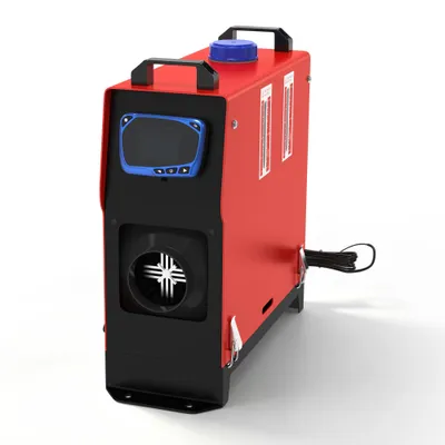 Obrázok produktu pre NAIZY 12V dieselový ohrievač, 8 kW, mobilné vykurovacie zariadenie s modrým LCD panelom, červeno-čiernym krytom, diaľkovým ovládaním, vhodné do dielne