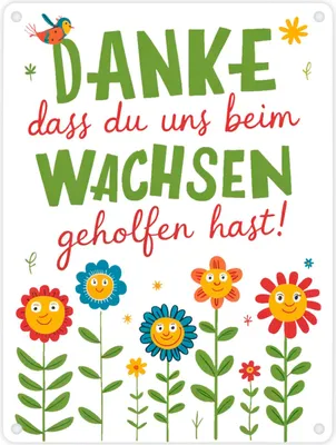 Produktbild von Danke dass du uns beim Wachsen geholfen hast! Metallschild in 15x20 cm für