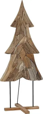 Image de Arbre de Noël vidaXL avec support, marron, 181,5 cm, bois massif de teck