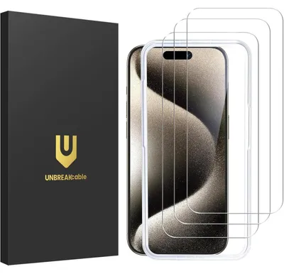 Produktbild von Displayschutzfolie für iPhone 15 Pro 6,1" 3er Pack 9H Härte HD klar blasenfrei