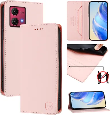 Produktbild von Lederhülle für Motorola Moto G84 Hülle Flip Brieftasche Kartenfächern Ständer Schutzhülle Pink