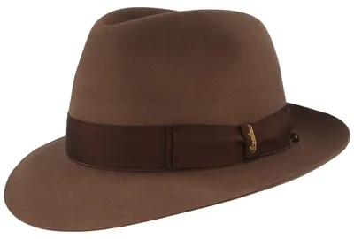 Borsalino klassischer Biber-Haarfilzhut Fedora in braun