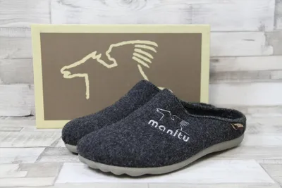 Produktbild von MANITU HOME Herren Hausschuhe Pantoffel grau/blau 220247/8 Gr.40-46 EUR 40 grau