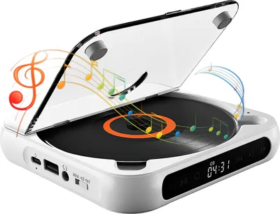 Produktbild von Schlanker Bluetooth-CD-Player, Typ-C-Schnellladefunktion, leicht und tragbar, Bluetooth/USB-Multifunktions-Player, Weiß