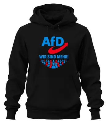 Obrázek produktu pro AfD, "Jsme více", patriotismus, výrok, sarkasmus, mikina s potiskem, černá, velikost S
