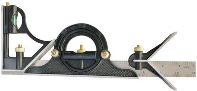 Immagine prodotto di Squadra-misuratore combinabile da 300 mm in lega di alluminio, regolabile per angoli e livella a bolla