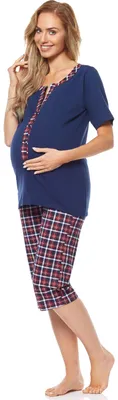 Image de Pyjama d'allaitement pour femme Be Mammy H2L2N2 (bleu foncé, taille S)