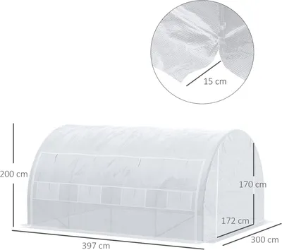 Produktbild von Tunnelgewächshaus - Gewächshaus - Gartenhaus - Anbaubereich - Gewächshaus - 12 m² - Verzinkter Stahlrahmen
