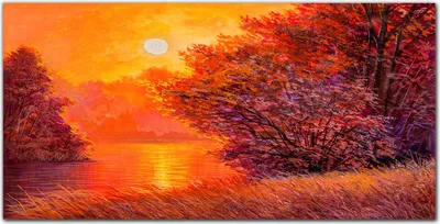 Produktbild von Coloray Bild aus Acryl 120 cm x 60 cm - Küche Wanddekoration Dekoration Wohnzimmer Gehärtetes Acryl Acrylblock mit Bild - Sun Wald Flusslandschaft