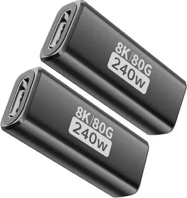 Produktbild von 2 Stück USB-C-Kupplung,USB-C-Buchse auf Buchse, unterstützt Thunderbolt 5, 240W, 80Gbps,Kompatibel mit Allen USB-C Geräten Aufladen, Video