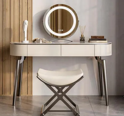 Obrázok produktu pre Béžový toaletný stolík Dizajnový nábytok do spálne Elegantný toaletný stolík