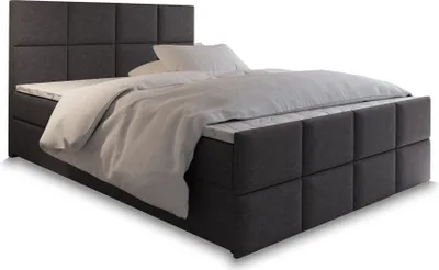 Produktbild von Masseno Boxspringbett ARIEL 180x200 cm Komplett-Set mit Bonell Matratze und Topper, Polsterbett mit Bettkästen -Grau, SAWANA 05