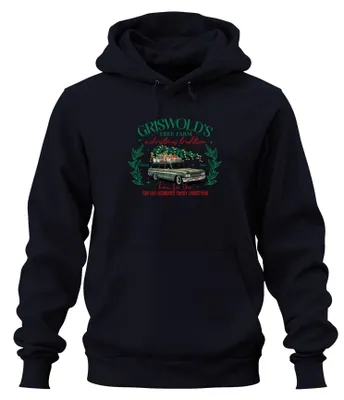 Obrázok produktu pre Griswold's Tree Farm Christmas Tradition - Christmas Xmas Uni mikina s kapucňou, Navy, M
