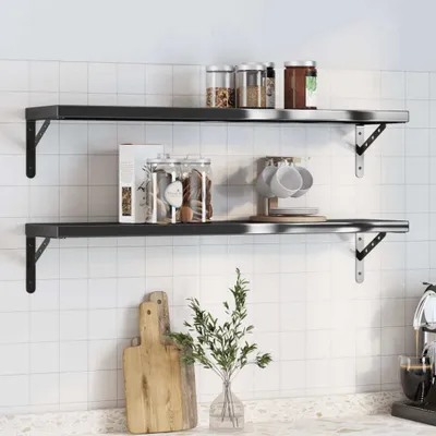 Immagine prodotto di Maison Exclusive - Mensole da parete, 2 pezzi, 100x23,5 cm, nero e acciaio inossidabile