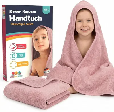 Produktbild von HomeKidsworld Kapuzenhandtuch für Kind & Baby 100x100 cm Rosa