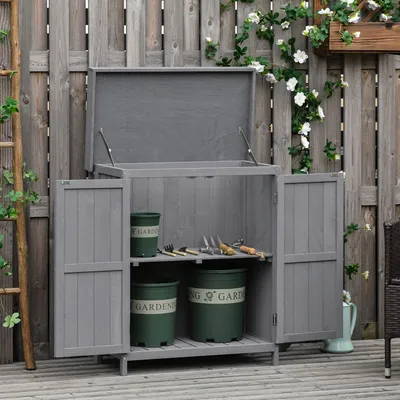 Produktbild von Gartenkasten - Gartenhaus - Aufbewahrungskasten - Gartenkiste - Außenkasten - Massives Sparrenholz - Bitumenschindeldach