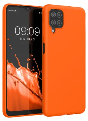 Produktbild von kwmobile Handyhülle für Samsung Galaxy A12 Hülle - TPU Case - Kabelloses Laden - Schutzhülle Cover in Neon Orange