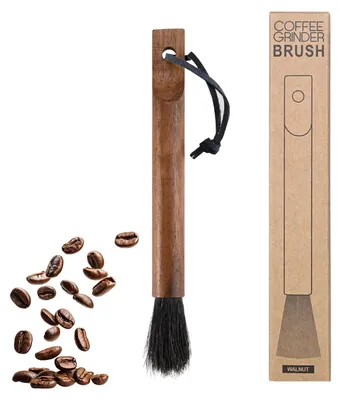 Image de Brosse professionnelle pour barista, avec manche en bois, pour machine à expresso