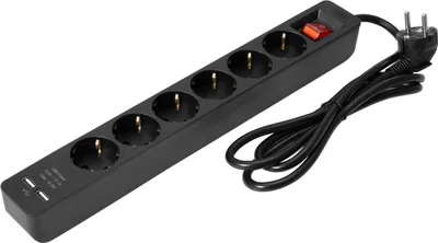 Produktbild von EUROLITE Steckdosenleiste ON-1 6-fach + 2 USB sw (30240157)