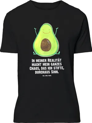 Produktbild von Mr. & Mrs. Panda Größe L T-Shirt Avocado Glücklich - Schwarz - Geschenk, Tshirt, Freude, mit Spruch, Frucht, Shirt, Chaos
